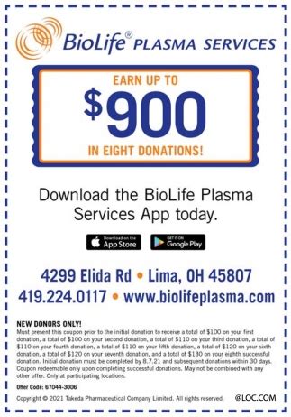 47041-3006 - Biolife returning donor coupon 1000 and Biolife new donor coupon code 1200. . Biolife plasma returning donor coupon 2022